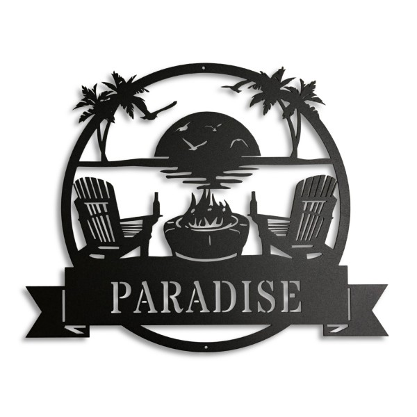 Wholesale paradise Coastal Beach Metal Wall Art Gauge Powder Steel Weather Proo