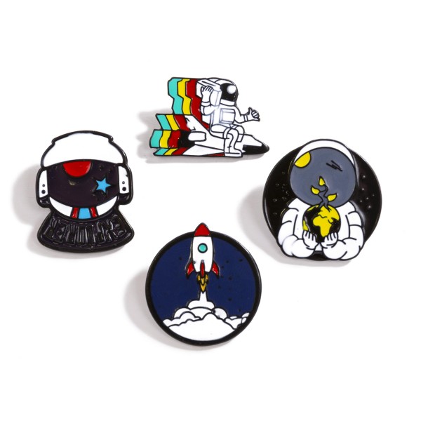 Wholesale set Four Space Themed Enamel Pins Long