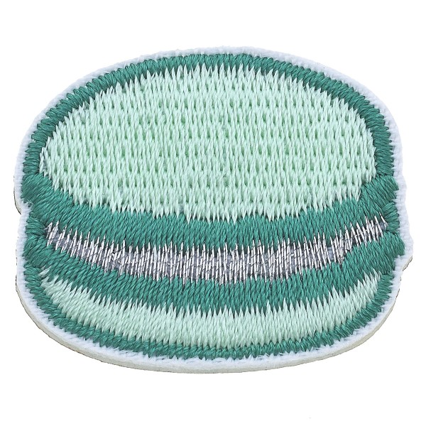 Small Macaron Patch In Mint And Teal 

- Approximately 1.25" W
- 3M Adhesive Patch For Quick Application 
- Sew In For Permanent Application 

