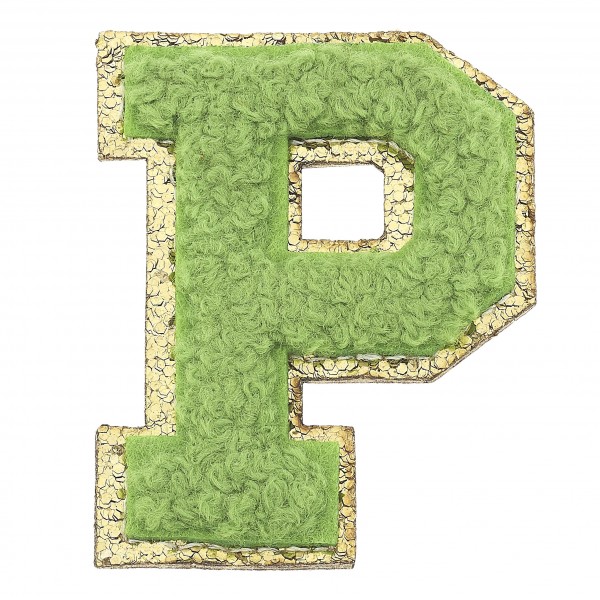 Large Chenille Glitter Varsity Letter Patch

- 3M Adhesive On The Back For Quick Application 
- Sew On For Permanent Application
- Approximately 2.25" L