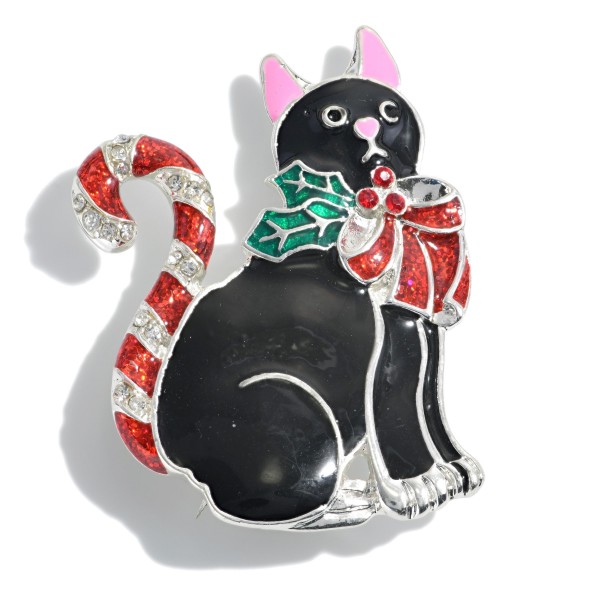 Enamel Christmas Cat Pin.

- Approximately 1.75" L