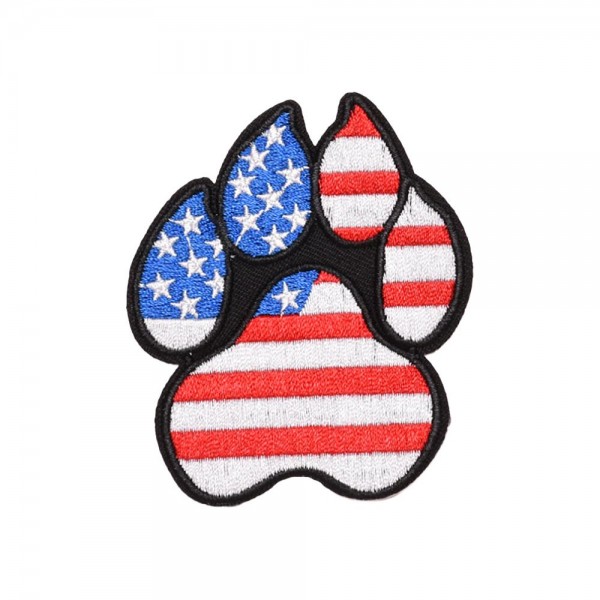 Wholesale embroidered Americana Paw Print Patch L Iron Sew Application