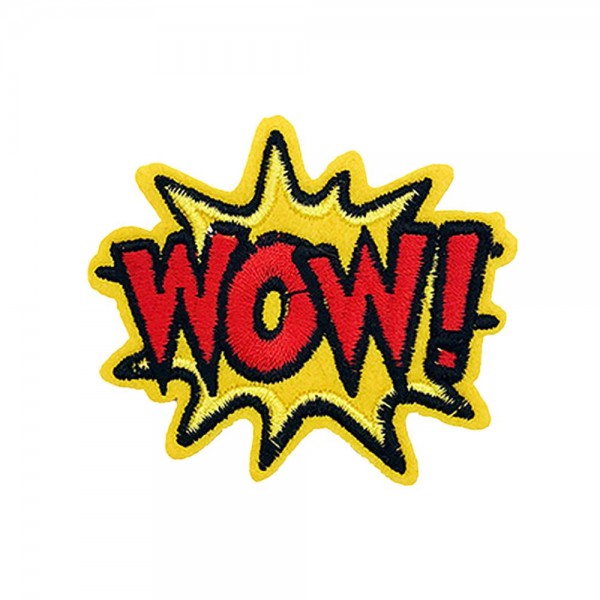 Embroidered 'WOW!' Patch

- Approximately 2.75 "L
- Iron-On / Sew-On Application