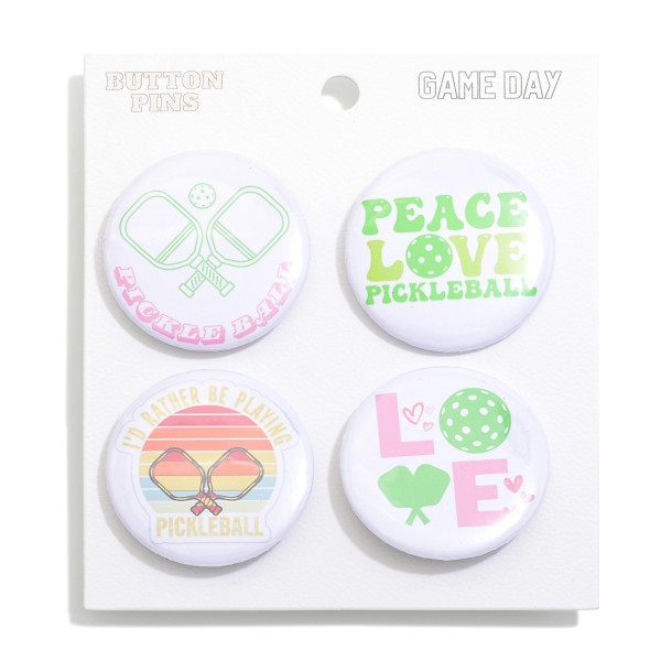 Wholesale set Four Pickleball Button Pins L