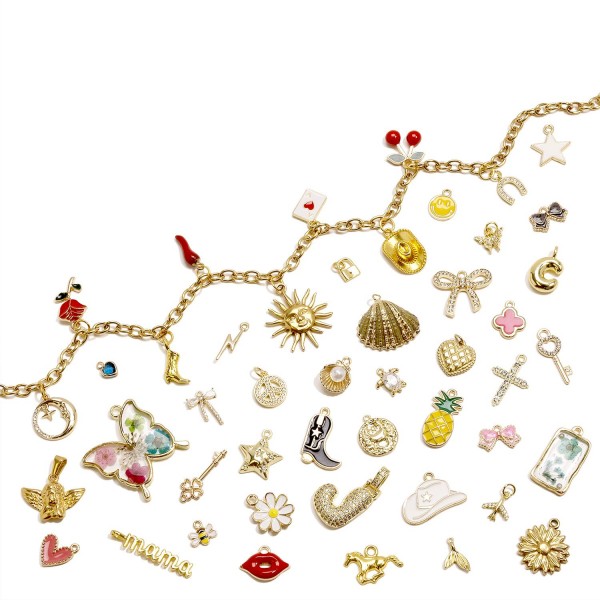 Wholesale charm Bar Starter Kit Charms Chain Link Necklaces Bagged Charms Neckla