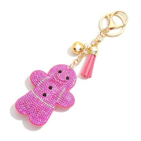 Wholesale rhinestone Studded Puffer Gingerbread Man Keyring Tassel L