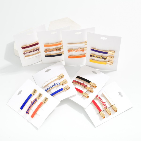 Set Of Three "Gameday" Clip-In Hair Clips 
