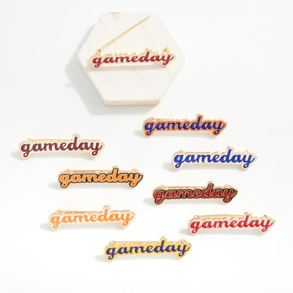 Enamel "Gameday" Broach Pin 

- Approximately 1.75" W

