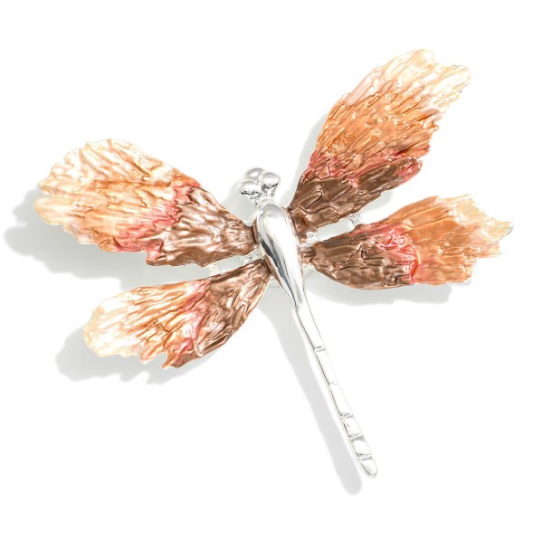 Painted Metal Dragonfly Brooch Pin 

- Approximately 2.50" L 
- Magnetic Pin 