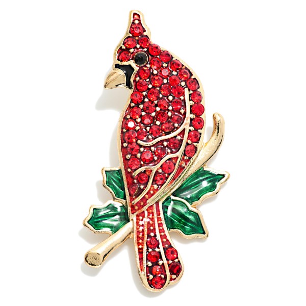 Pave Rhinestone Christmas Cardinal Brooch 

- Approximately 2" L