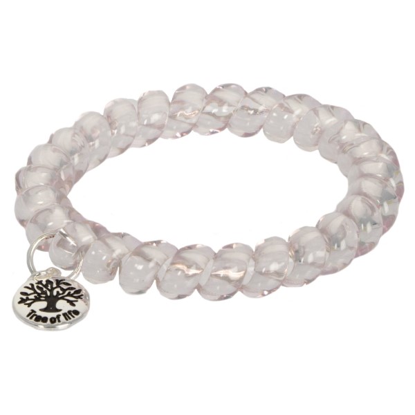 Wholesale light grey telephone cord hair tie tree life charm