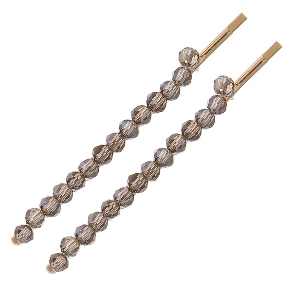 Hair Pin Set Featuring Small Faceted Bead Details Two Pins Per