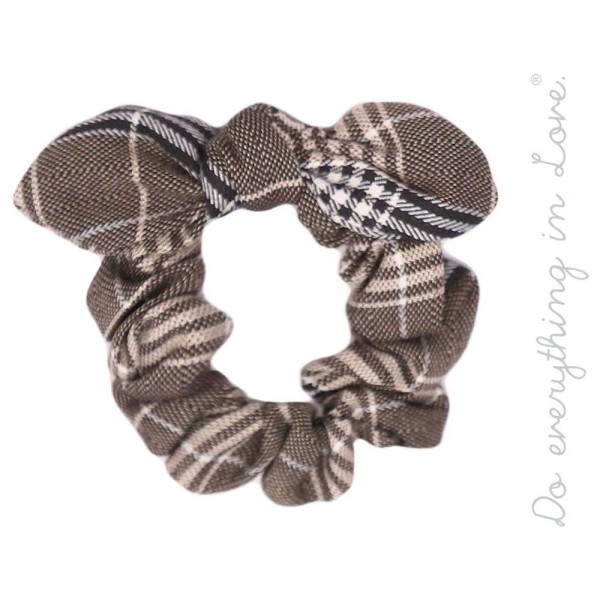 Wholesale do everything Love brand knotted plaid print hair scrunchie One Polyes