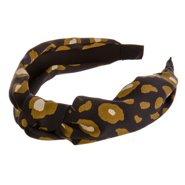 Wholesale black leopard print knotted headband One fits most Polyester