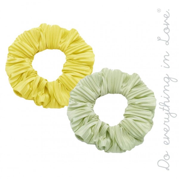 Wholesale do everything Love solid pleated hair scrunchie set two pcs pack One P