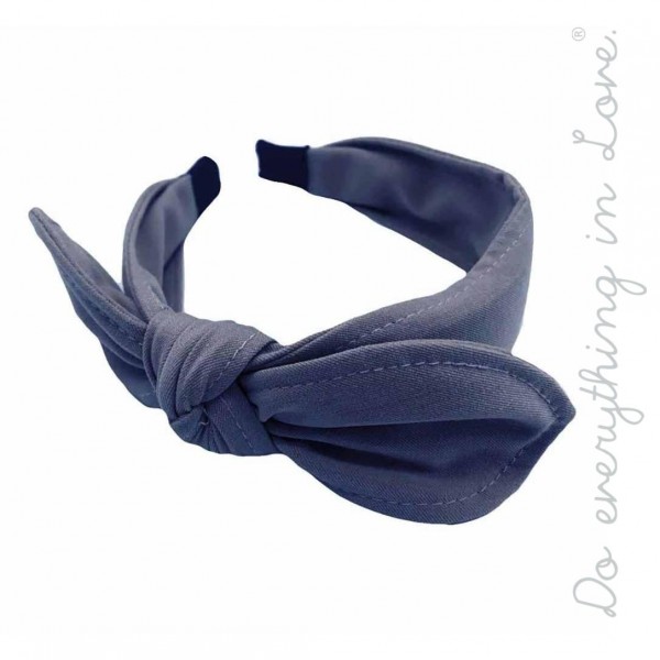 Wholesale do everything Love brand knotted denim bow headband One Polyester