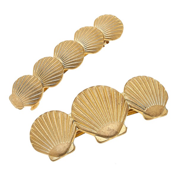 Wholesale worn Gold Seashell Hair Barrette Set pcs set
