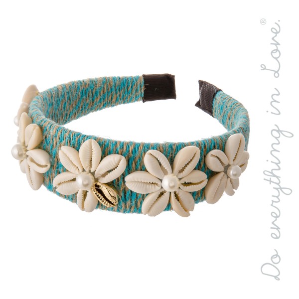 Wholesale do everything Love Brand Two Twine Wrapped Headband Flower Puka Shell