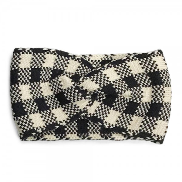 Knit Plaid Headwrap.

- One size fits most
- 100% Acrylic 