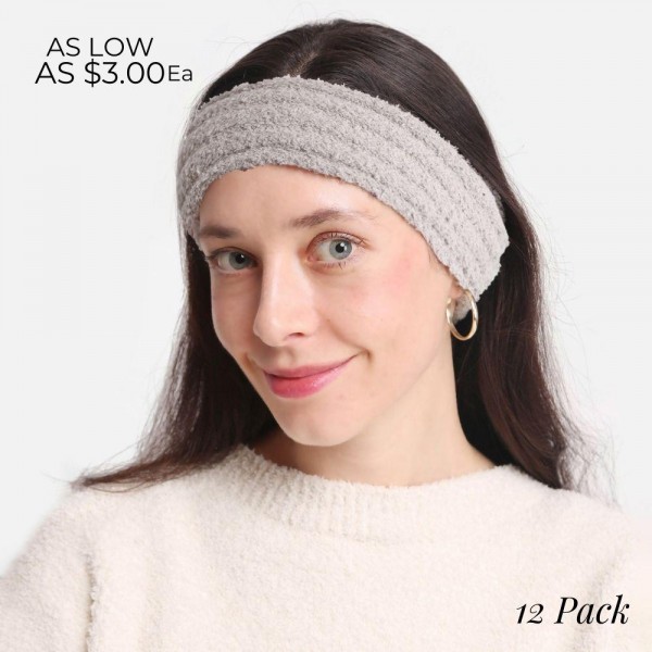 Super Soft Fuzzy Knit Headwraps ( Assorted 12 Pack)


- Assorted Colors (5 Colors Per Pack)
- 12 Headwraps Per Pack- One Size Fits Most
- 4" Band Width
- 100% Polyester