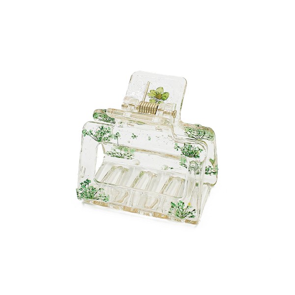 Acrylic Hair Clip Featuring Flowers

- Approximately 2" Wide