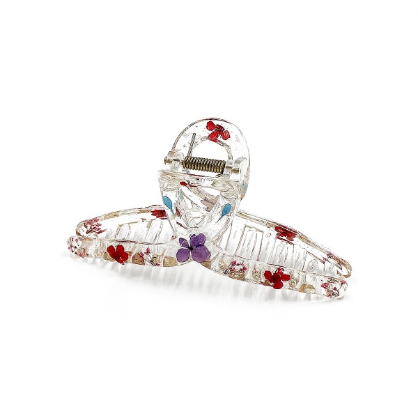 Acrylic Hair Clip With Flower Inlays

- Approximately 4.25" Wide