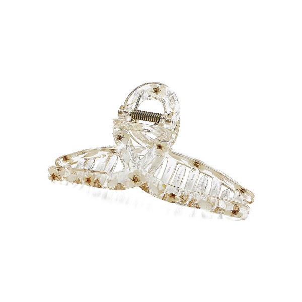 Acrylic Hair Clip With Flower Inlays

- Approximately 4.25" Wide