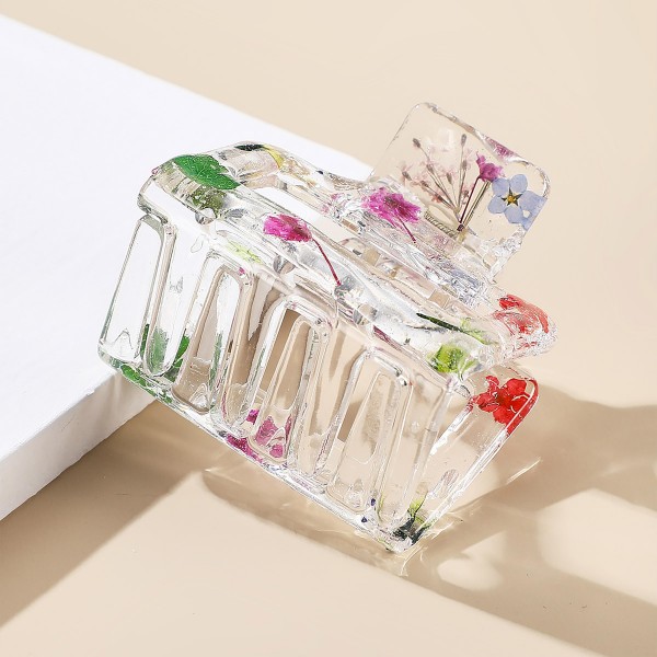 Resin Hair Clip With Pressed Flowers

- Approximately 2" Wide