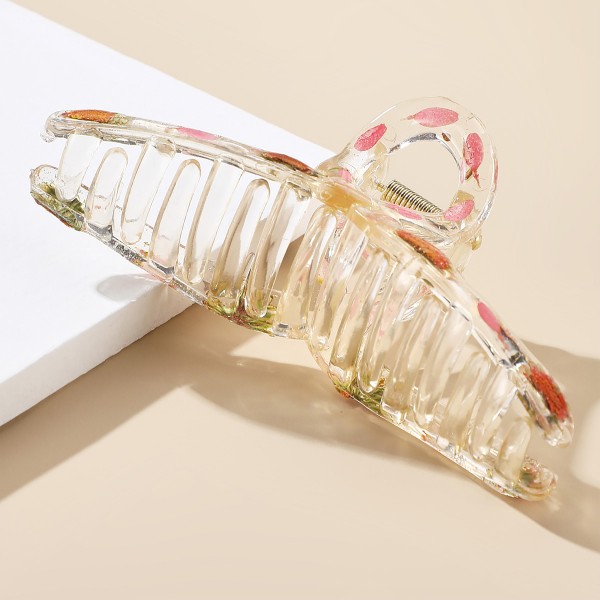 Criss-Cross Resin Hair Claw With Pressed Flowers

- Approximately 4" Long