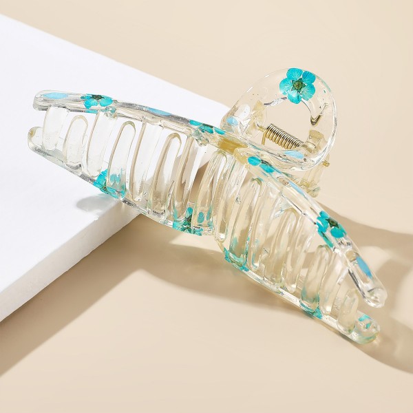 Resin Criss Cross Hair Claw With Pressed Flowers

- Approximately 4" Long