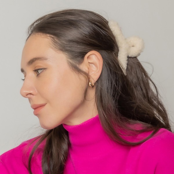 Sherpa Covered Hair Claw Clip

- Approximately 5" L