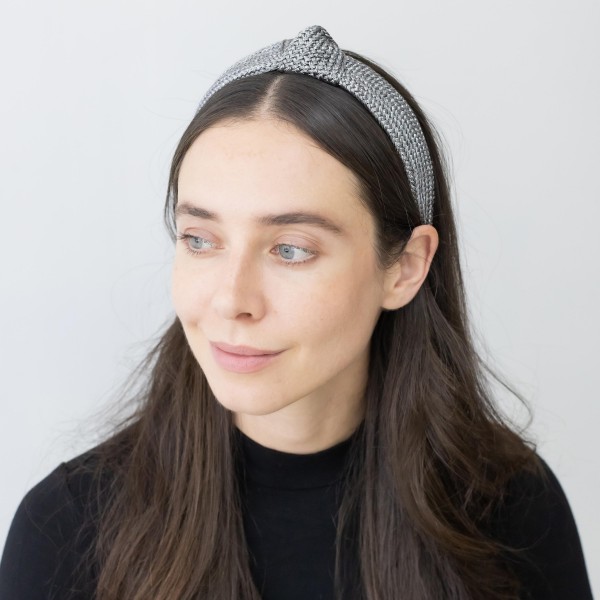 Metallic Woven Headband With Top Knot Detail 

- One Size Fits Most
- 100% Polyester 