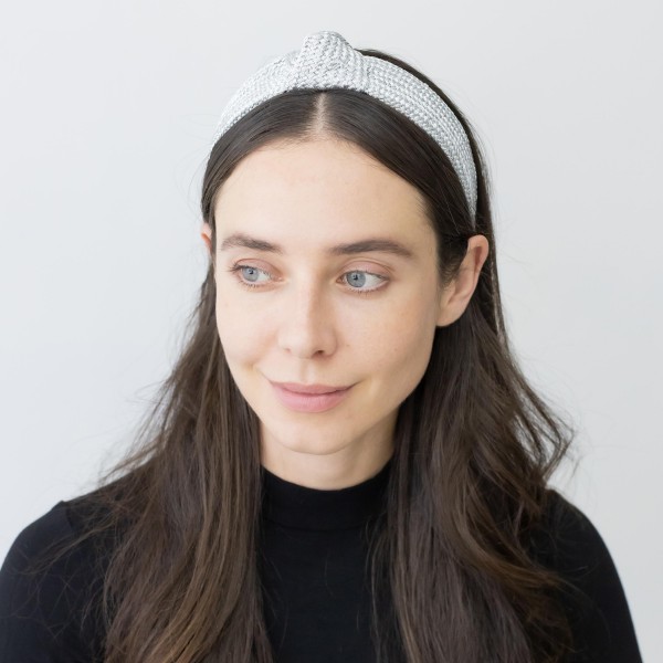 Metallic Woven Headband With Top Knot Detail 

- One Size Fits Most
- 100% Polyester 