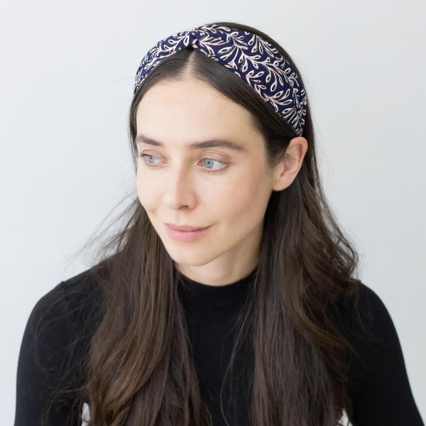 Paisley Print Knotted Headband With Metallic Threading Detail

- One Size