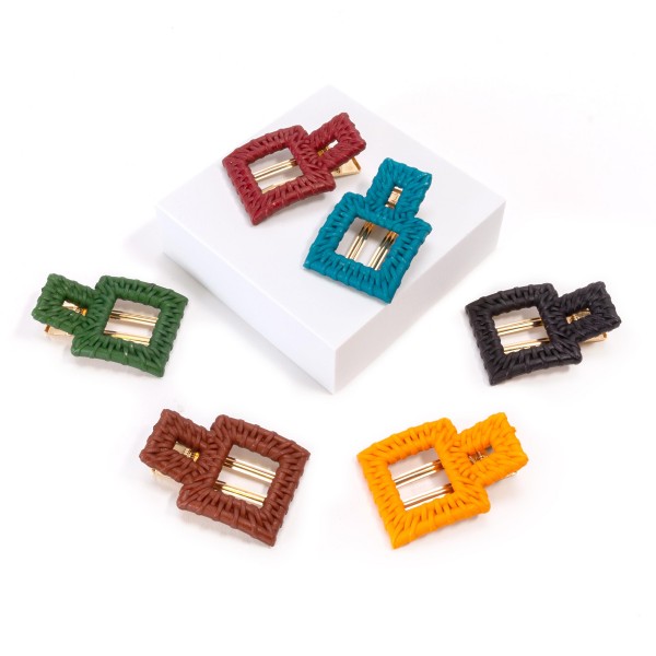 Square Rattan Barrette Clips Set of 12

- Approximately 1.5" L