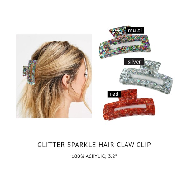 Do Everything In Love Glitter Resin Hair Clip 

- Approximately 3" L