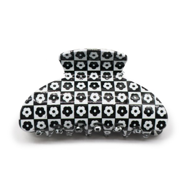 Wholesale black White Checkered Claw Hair Clip L