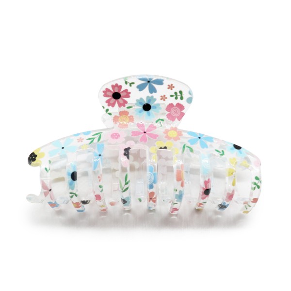 Wholesale resin Claw Hair Clip Printed Flowers L