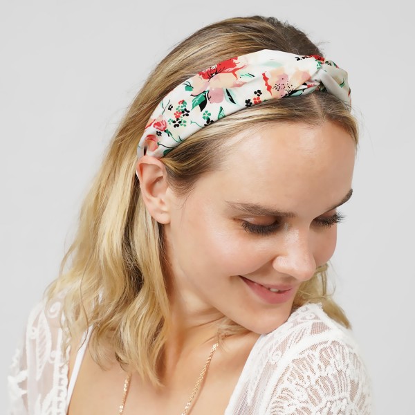 Wholesale mixed Floral Headband Top Knot Detail One Fits Most Plastic Polyester
