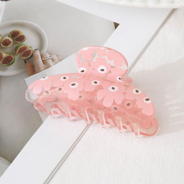 Wholesale flower Printed Smoked Claw Hair Clip L