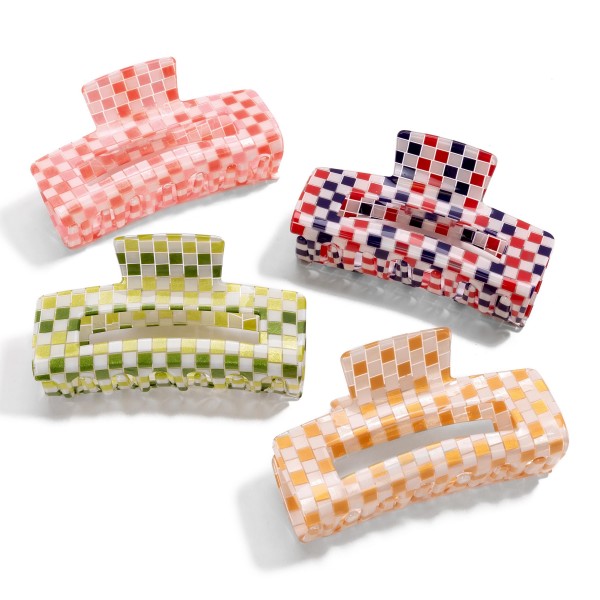 Acetate Checkerboard Hair Claw

- Approximately 4" L