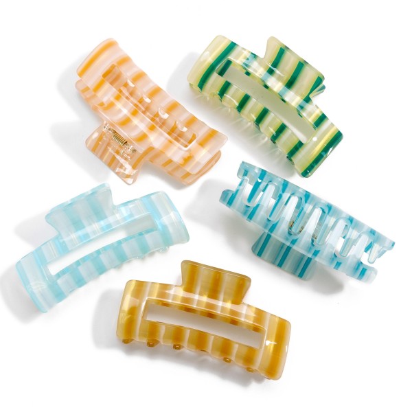 Striped Acetate Hair Clip - Approximately 3.25" W view 3