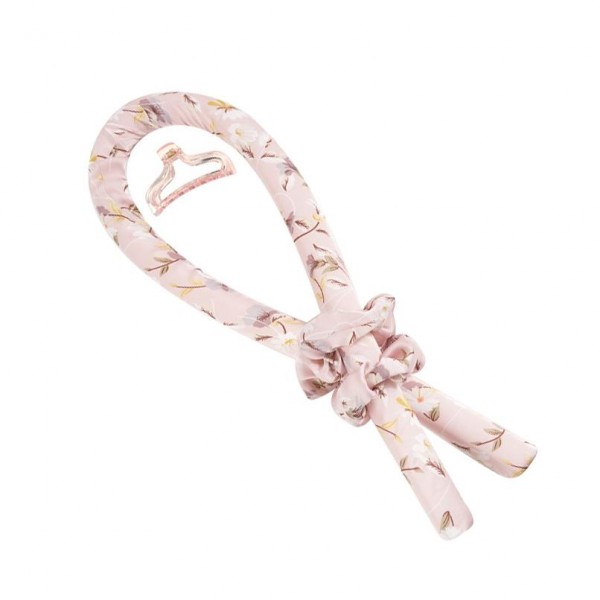 Wholesale floral Print Satin Heatless Hair Curler Scrunchies Hair Clip