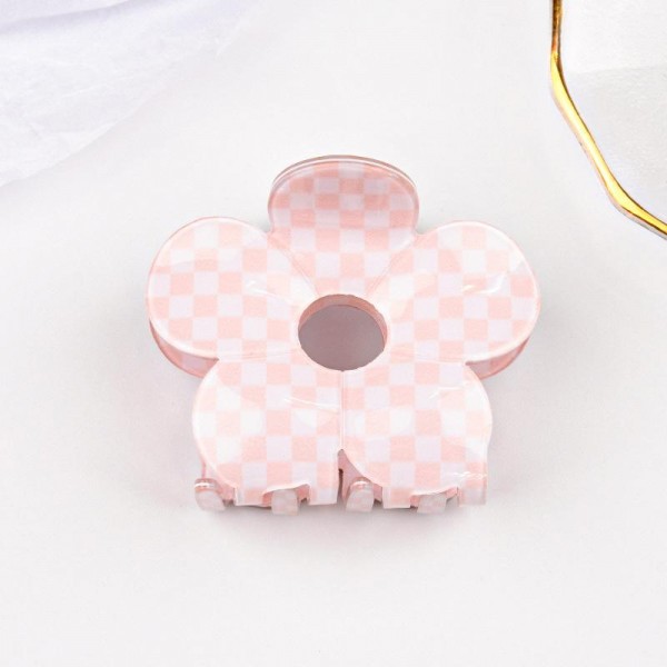 Wholesale checkerboard Acetate Flower Hair Clip W
