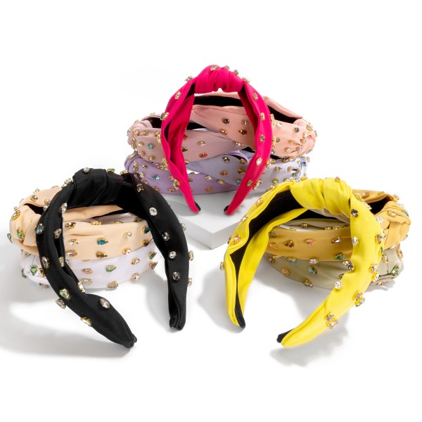 Rhinestone Studded Knotted Headband - One Size Fits Most view 3