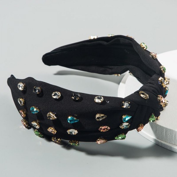 Rhinestone Studded Knotted Headband

- One Size Fits Most