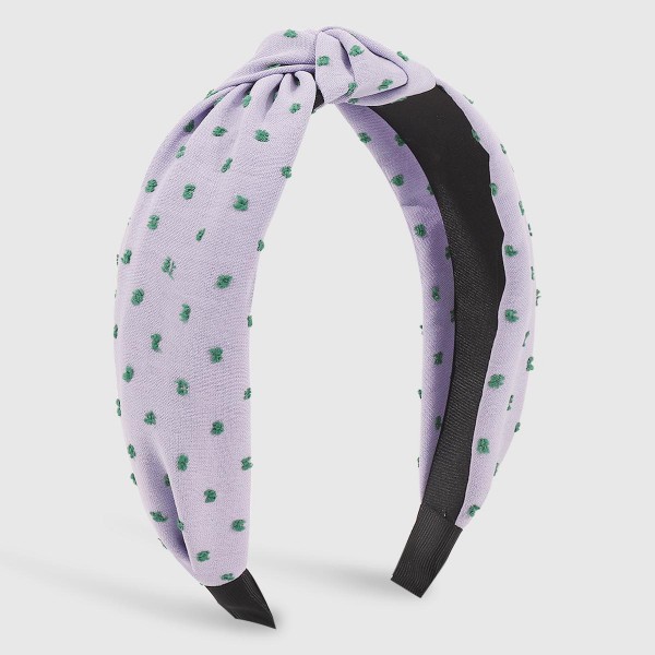 Knotted Headband With Embroidered Speckle Dots

- One Size Fits Most