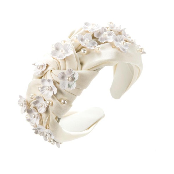 Flower & Pearl Studded Headband 

- One Size Fits Most
