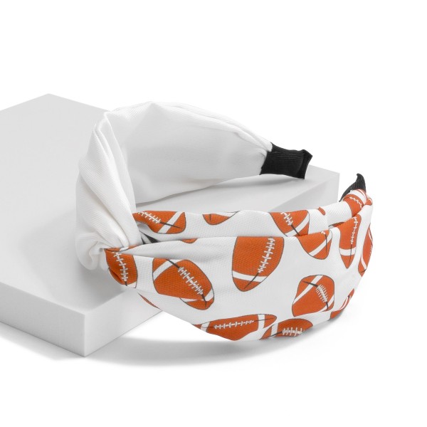 Football Printed Headband With Twist Knot Detail 

- One Size Fits Most 