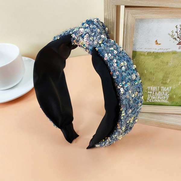 Sequined Top Knot Wide Headband

- One Size Fits Most